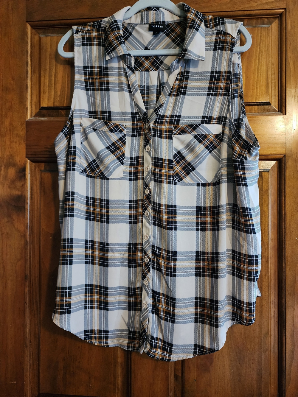 Torrid Size 2 (18/20) Plaid Sleeveless Button Front Blouse